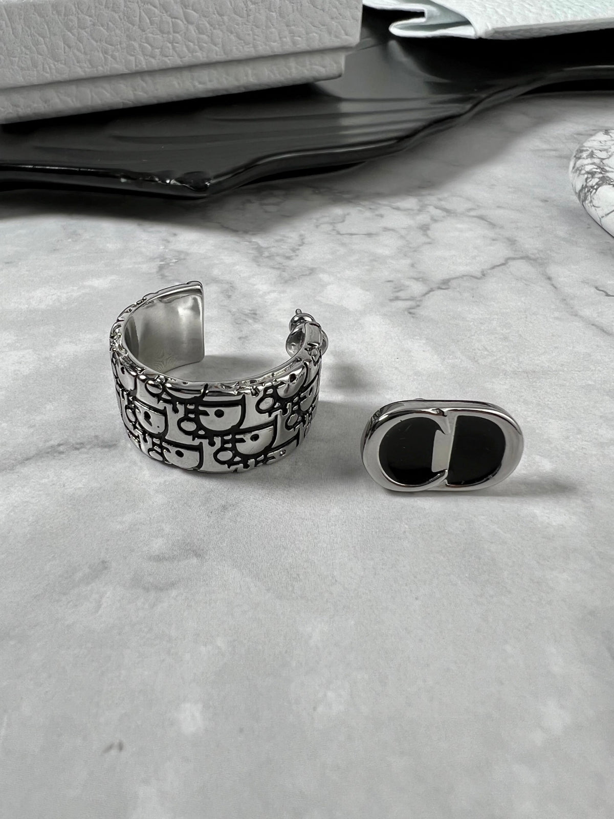 Sculptural Stud Earrings in Polished Metal-Tone – Design 007 main product view