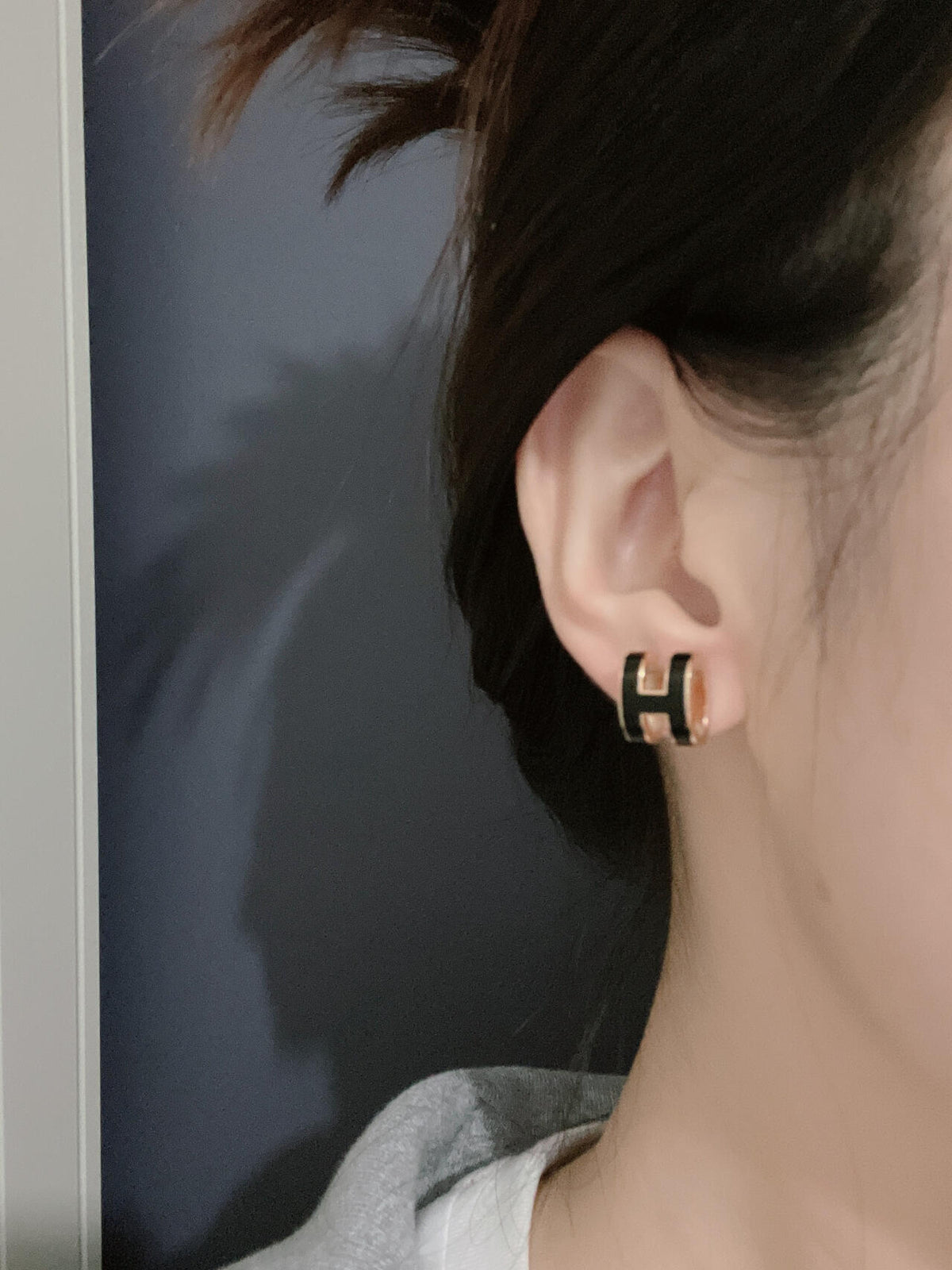 Geometric Emblem Stud Earrings in Silver-Tone side detail