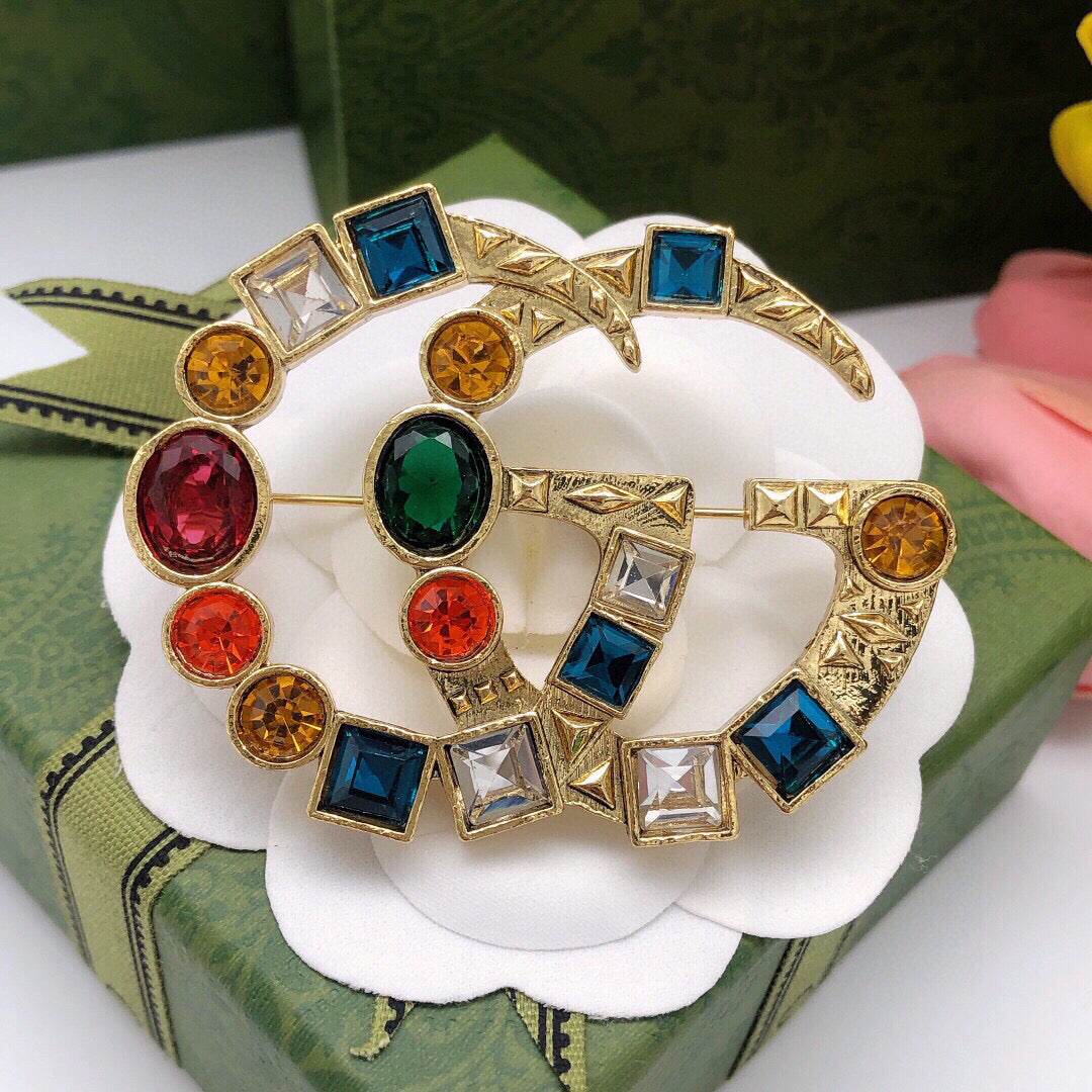 Geometric Emblem Brooch in Polished Metal-Tone – Design 007 main product view