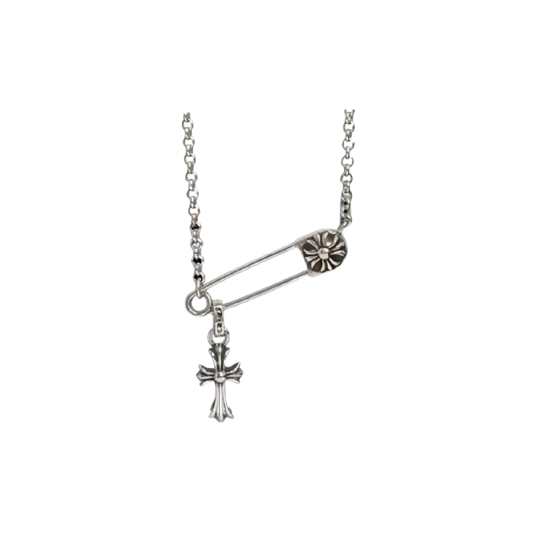 Cross Brooch in Antique Silver-Tone – Design 04 front product view