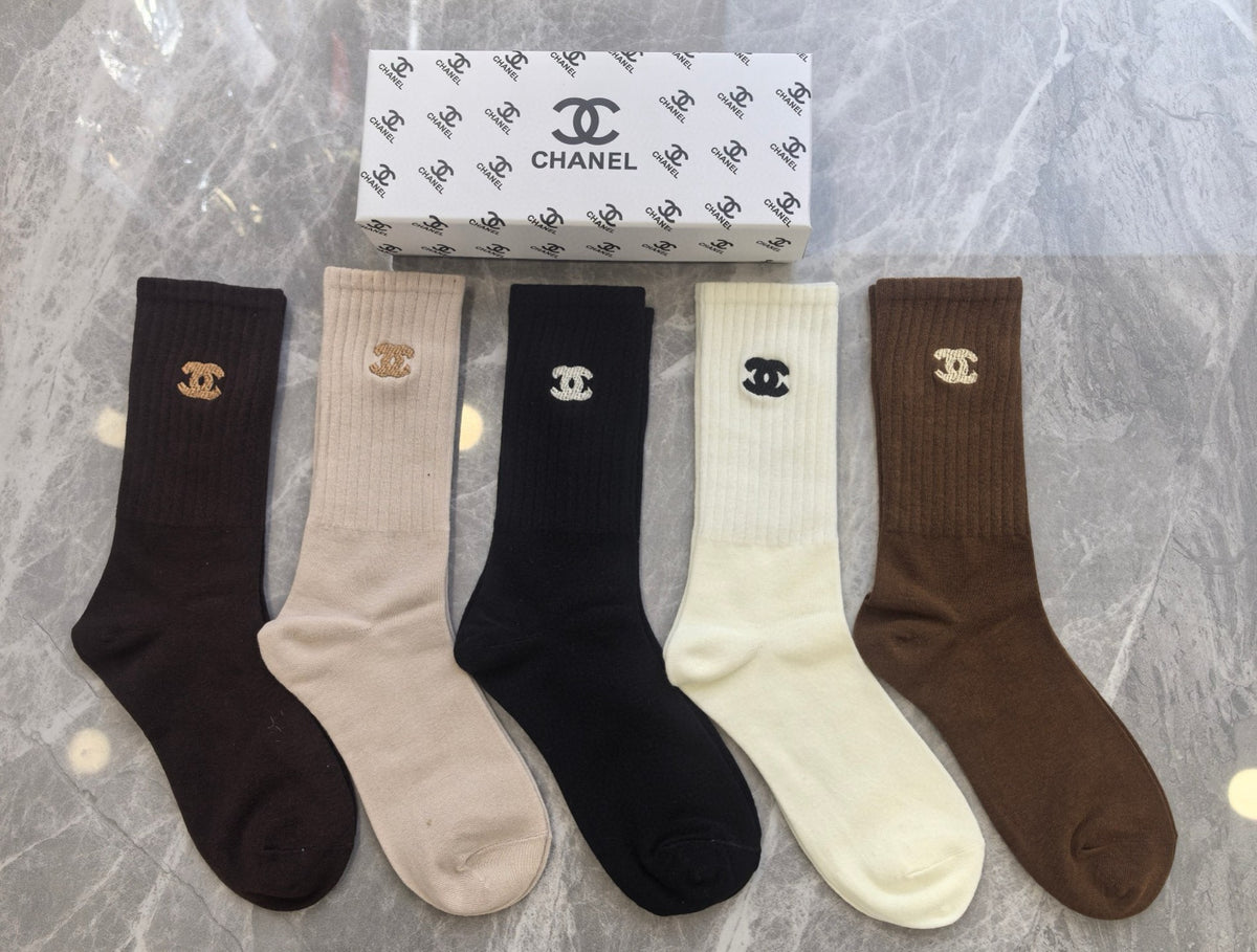 Chanel Cotton Crew Socks - 5-Pair Pack