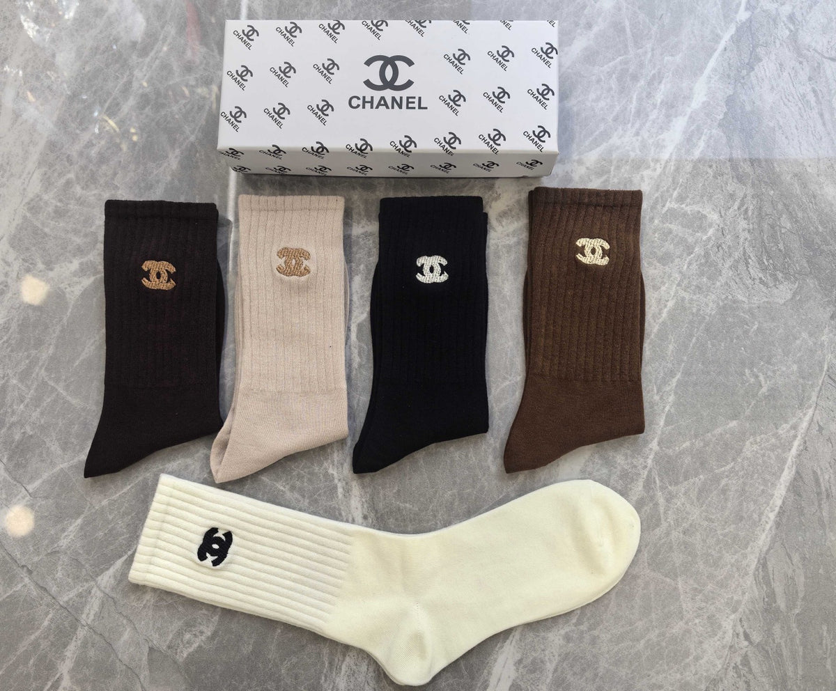 Chanel Cotton Crew Socks - 5-Pair Pack