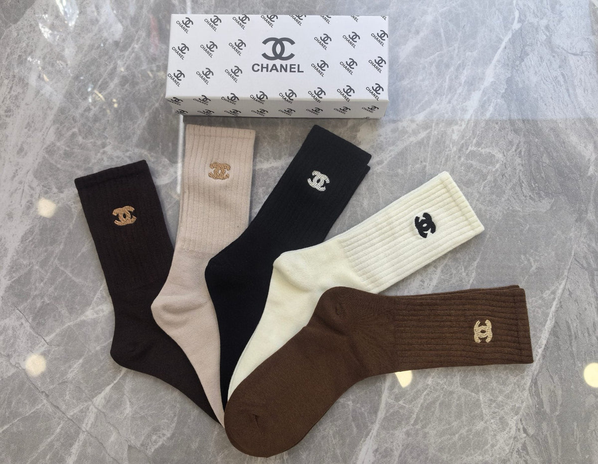 Chanel Cotton Crew Socks - 5-Pair Pack