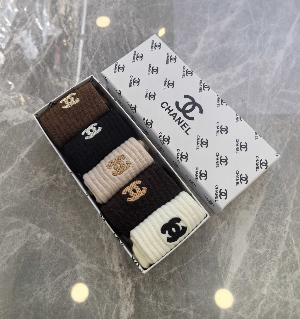Chanel Cotton Crew Socks - 5-Pair Pack