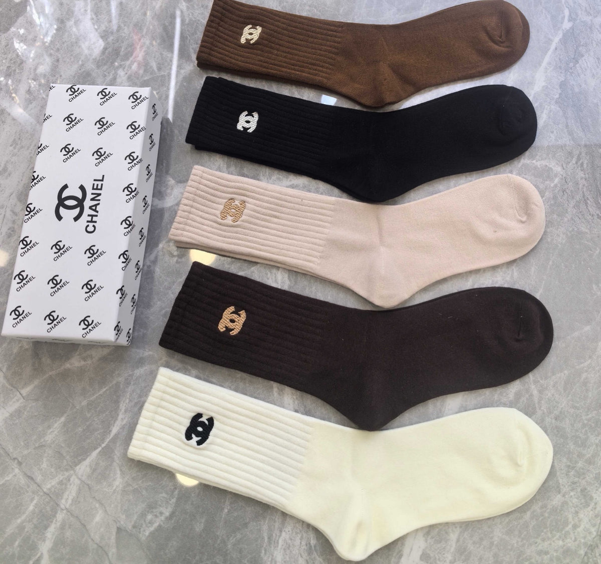 Chanel Cotton Crew Socks - 5-Pair Pack