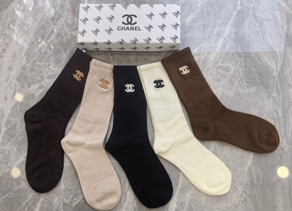 Chanel Cotton Crew Socks - 5-Pair Pack