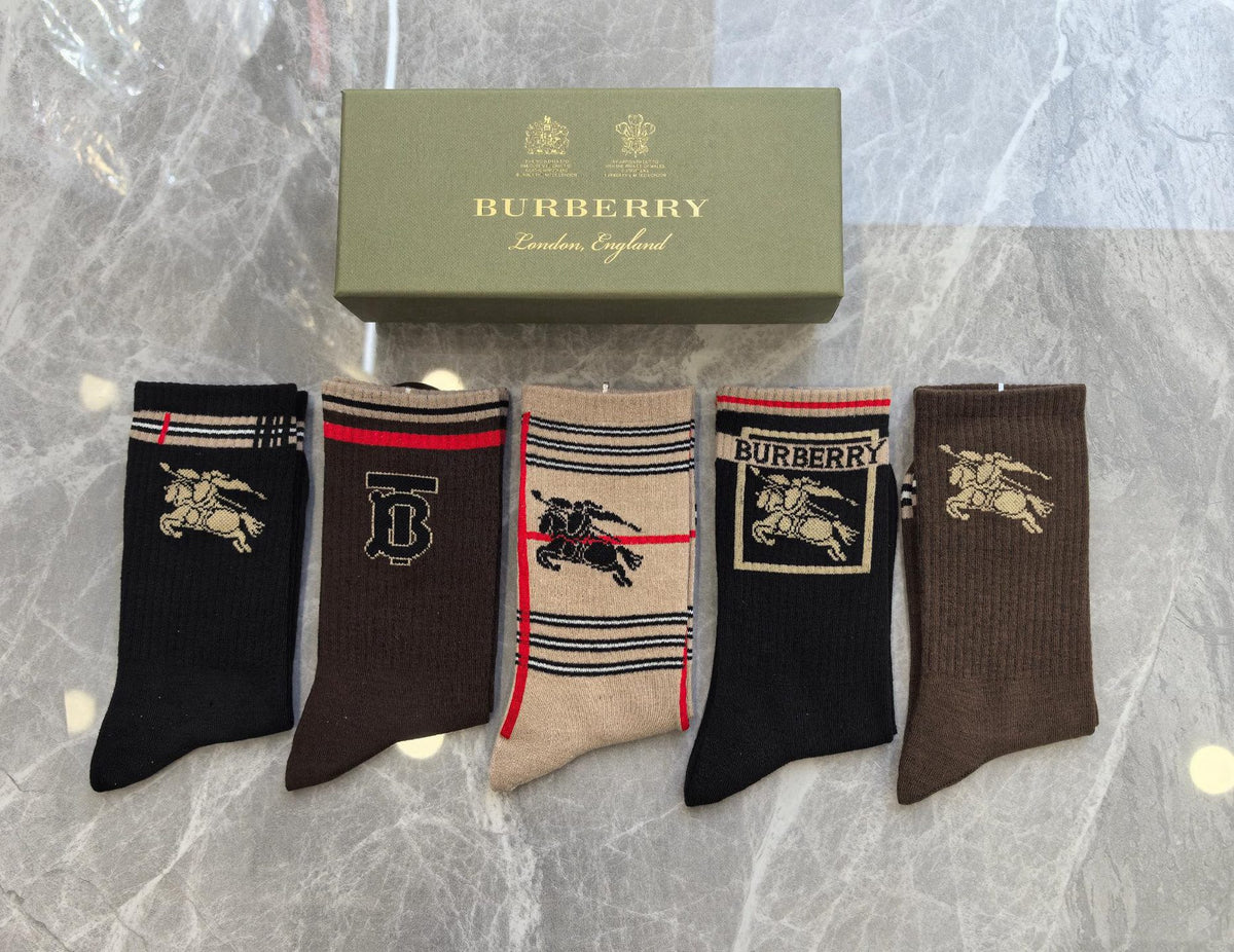 Burberry Cotton Crew Socks - 5-Pair Pack