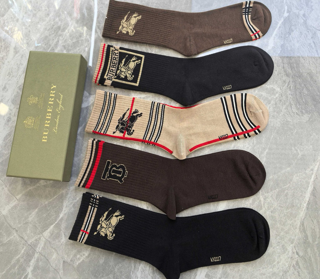 Burberry Cotton Crew Socks - 5-Pair Pack