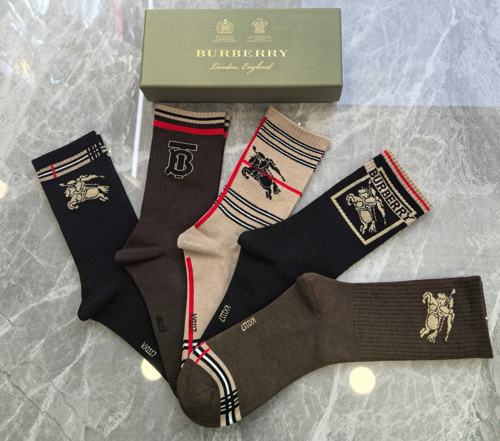 Burberry Cotton Crew Socks - 5-Pair Pack