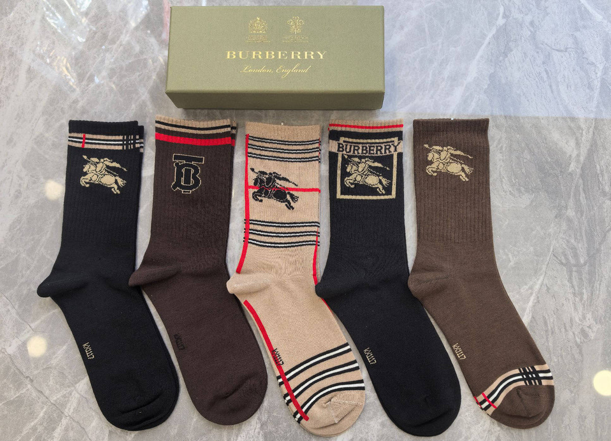 Burberry Cotton Crew Socks - 5-Pair Pack