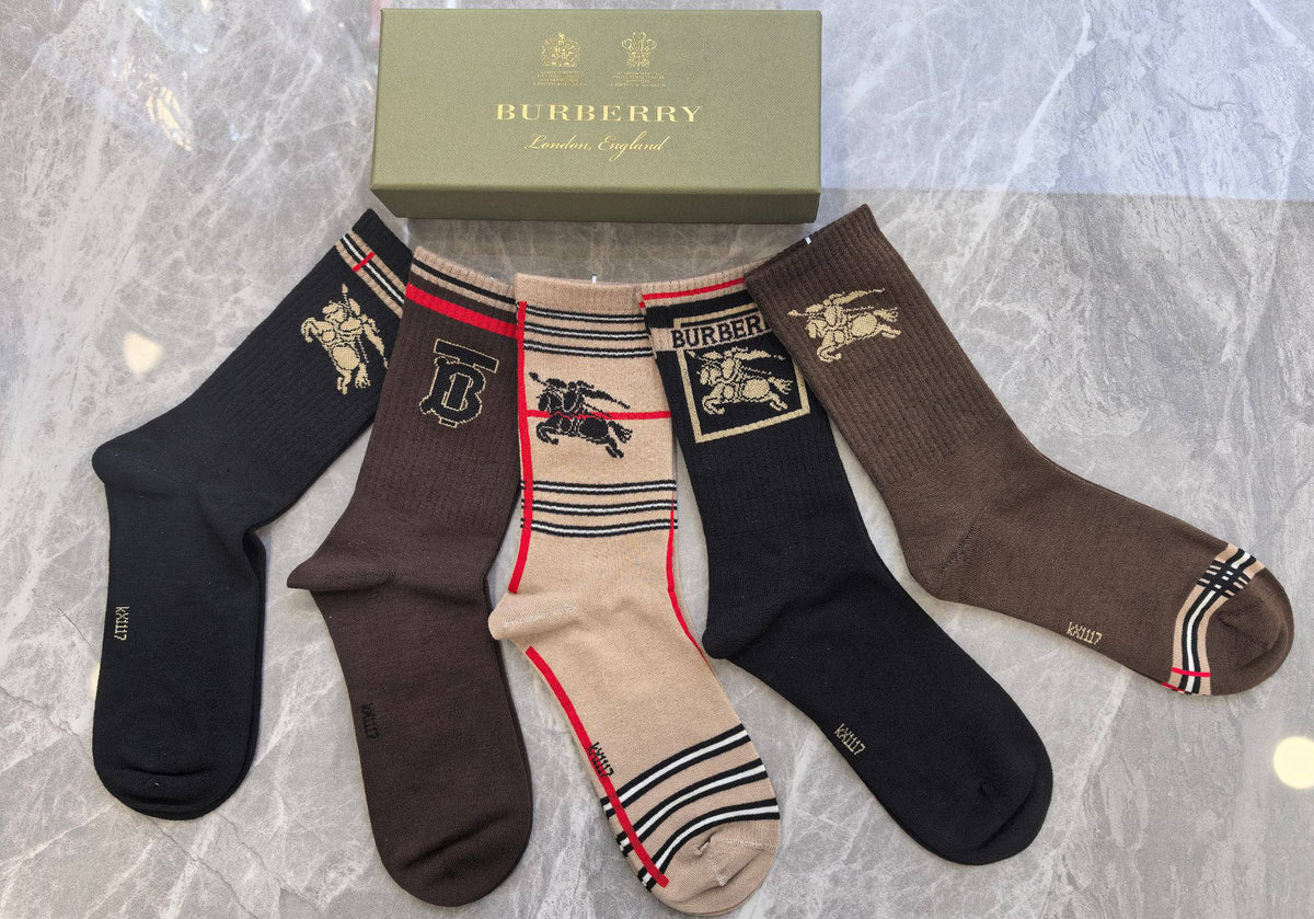 Burberry Cotton Crew Socks - 5-Pair Pack