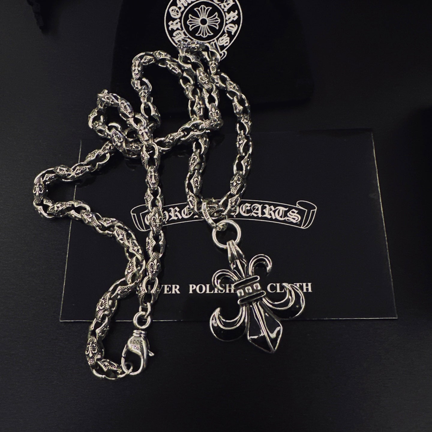 Signature Emblem Pendant Necklace in Polished Metal-Tone – Design 043 main product view