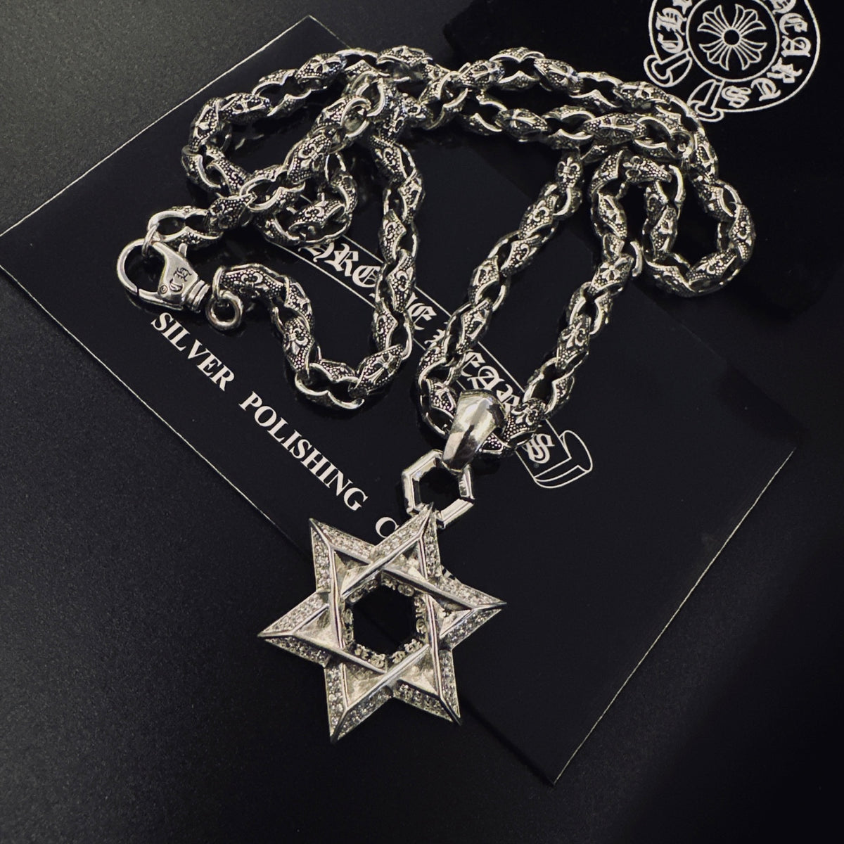 Cross Pendant Necklace in Antique Silver-Tone – Design 13 detail view