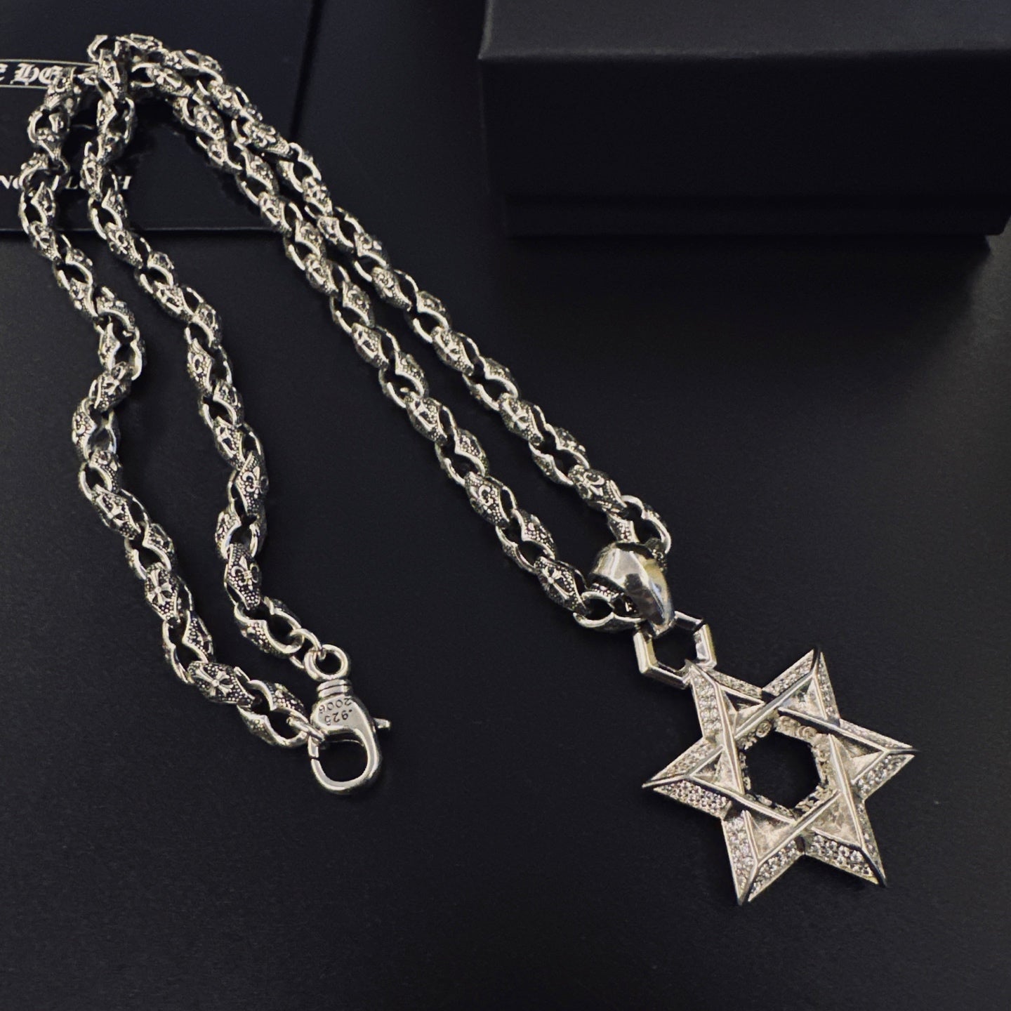 Cross Pendant Necklace in Antique Silver-Tone – Design 13 close-up detail