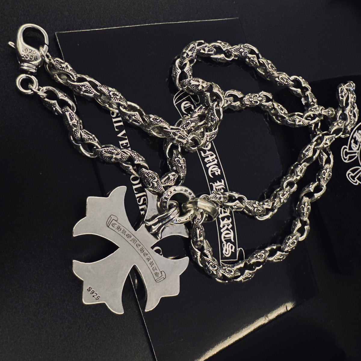 Cross Pendant Necklace in Antique Silver-Tone – Design 11 main product view