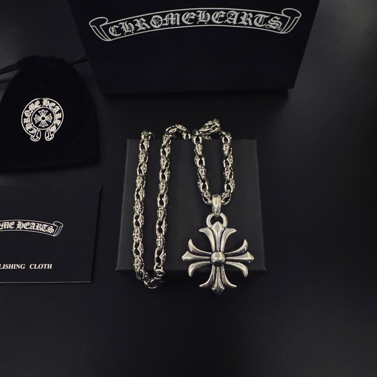 Cross Pendant Necklace in Antique Silver-Tone – Design 11 main product view