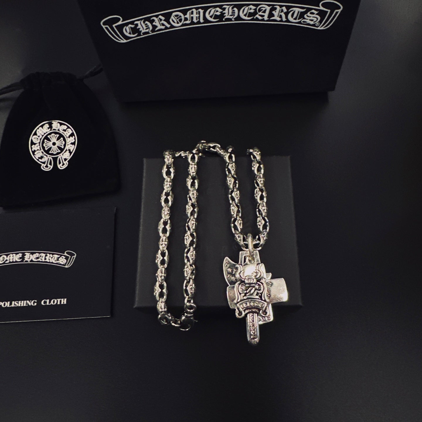 Cross Pendant Necklace in Antique Silver-Tone – Design 10 main product view