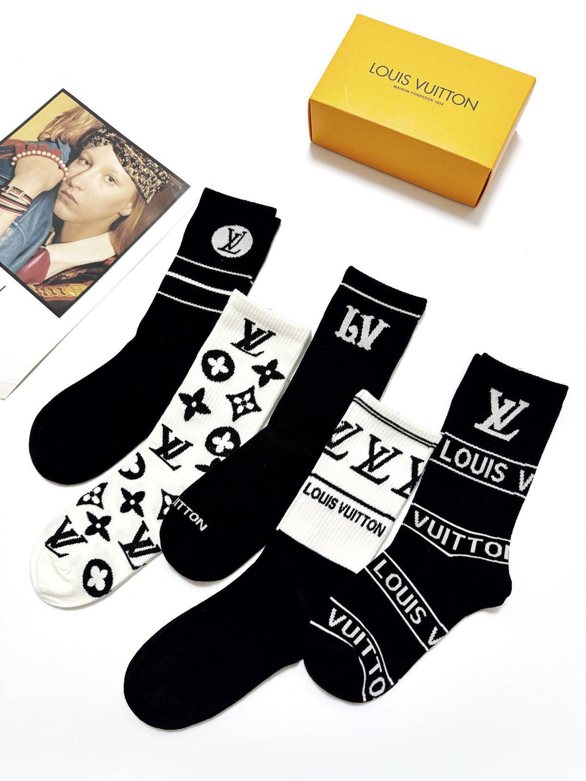 Louis Vuitton Cotton Crew Socks - 5-Pair Pack