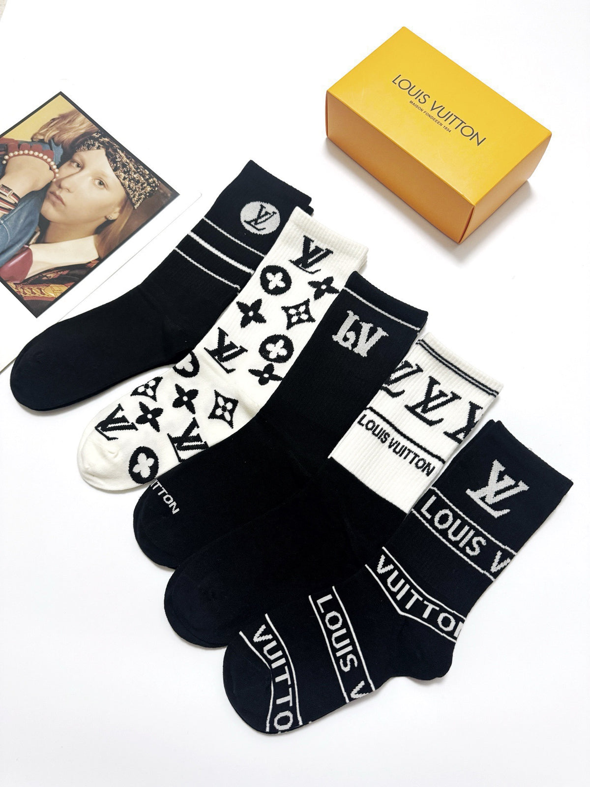 Louis Vuitton Cotton Crew Socks - 5-Pair Pack