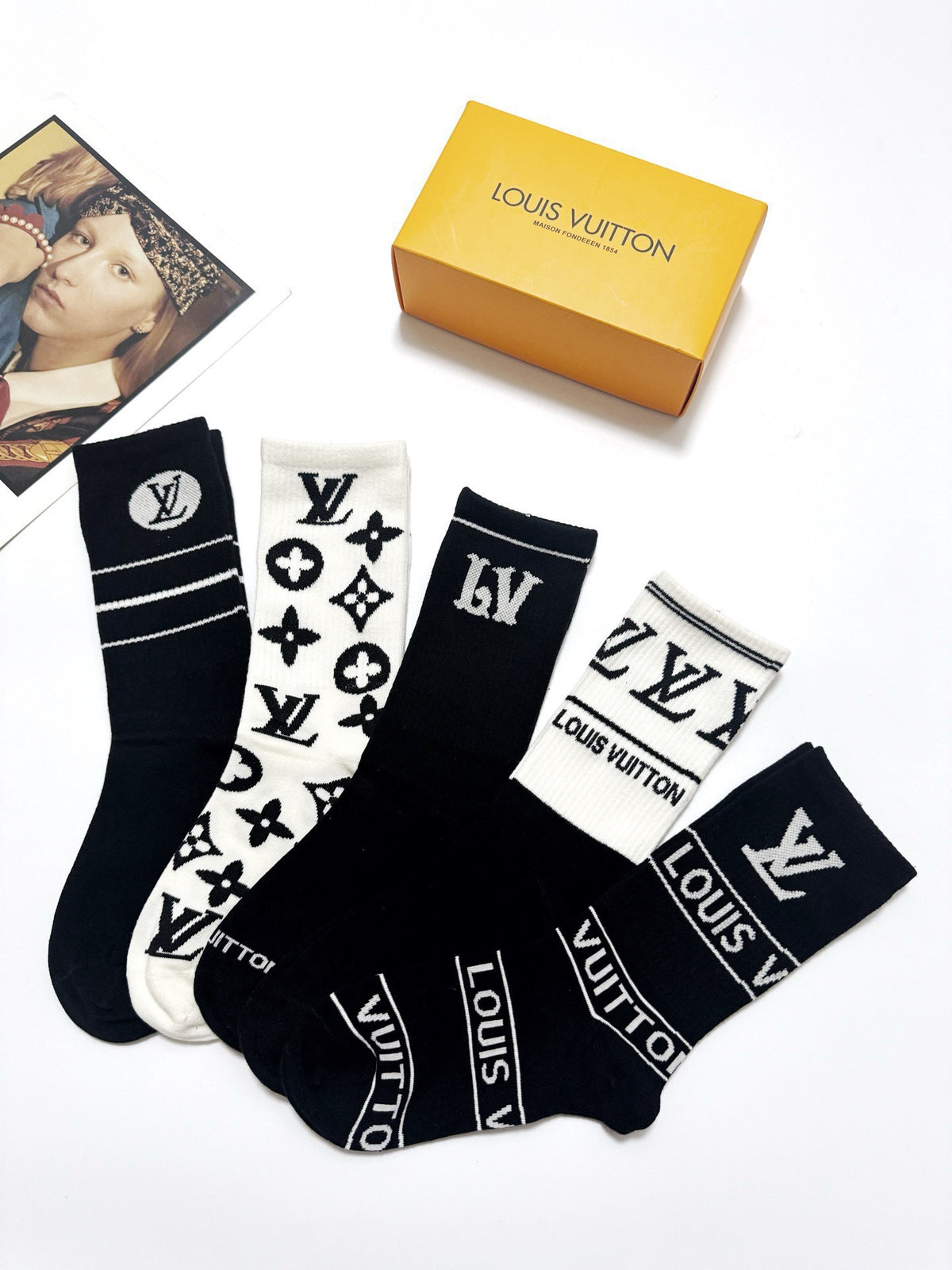 Louis Vuitton Cotton Crew Socks - 5-Pair Pack