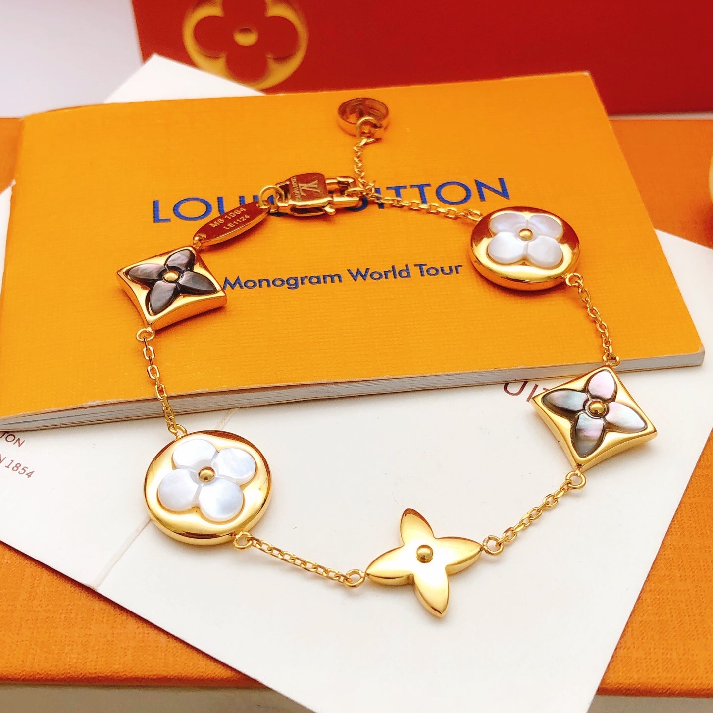 Geometric Emblem Bracelet in Gold-Tone – Design 066 front product view