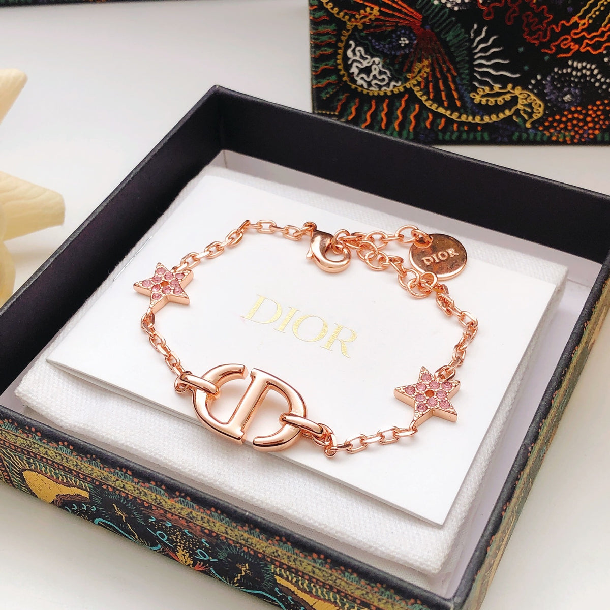Pearl-Style Motif Statement Bracelet in Rose-Gold-Tone with Pearl-Style Detail main product view