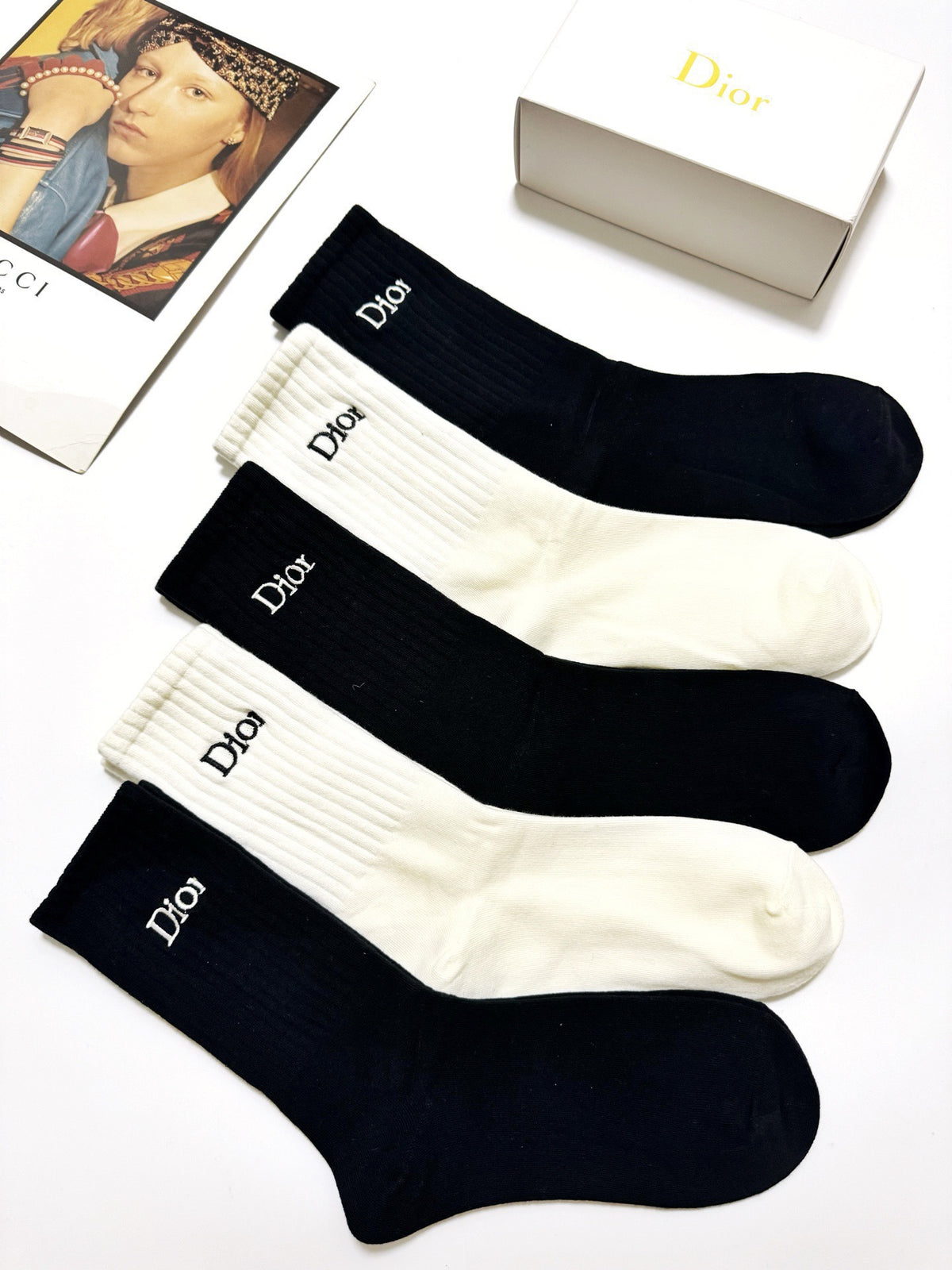 Dior Cotton Crew Socks - 5-Pair Pack