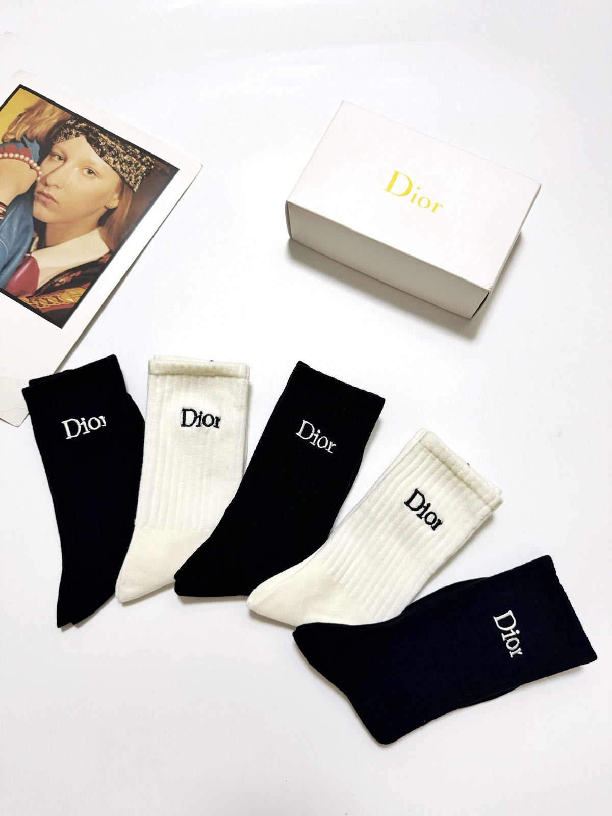 Dior Cotton Crew Socks - 5-Pair Pack