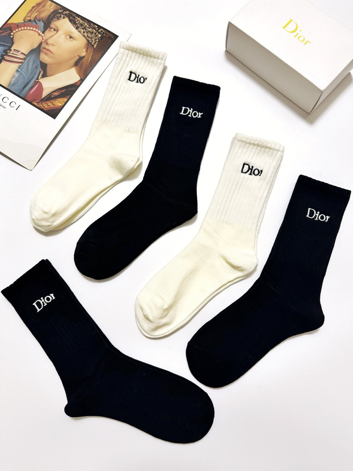 Dior Cotton Crew Socks - 5-Pair Pack
