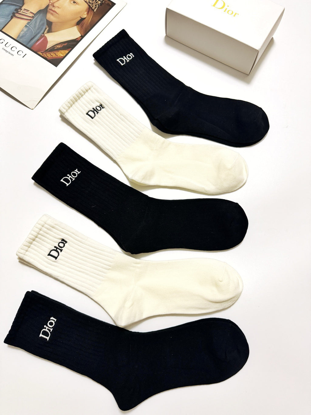 Dior Cotton Crew Socks - 5-Pair Pack