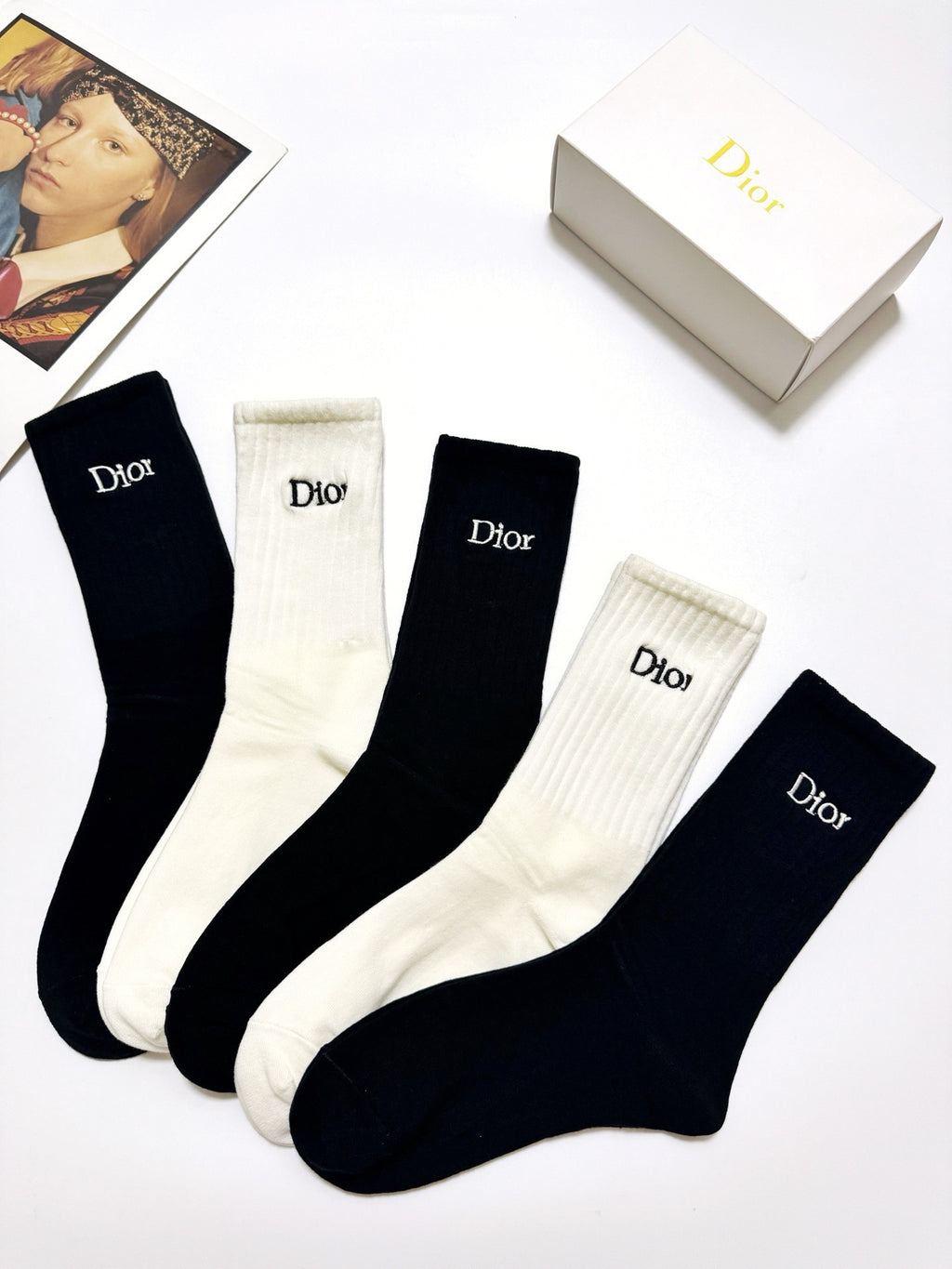 Dior Cotton Crew Socks - 5-Pair Pack