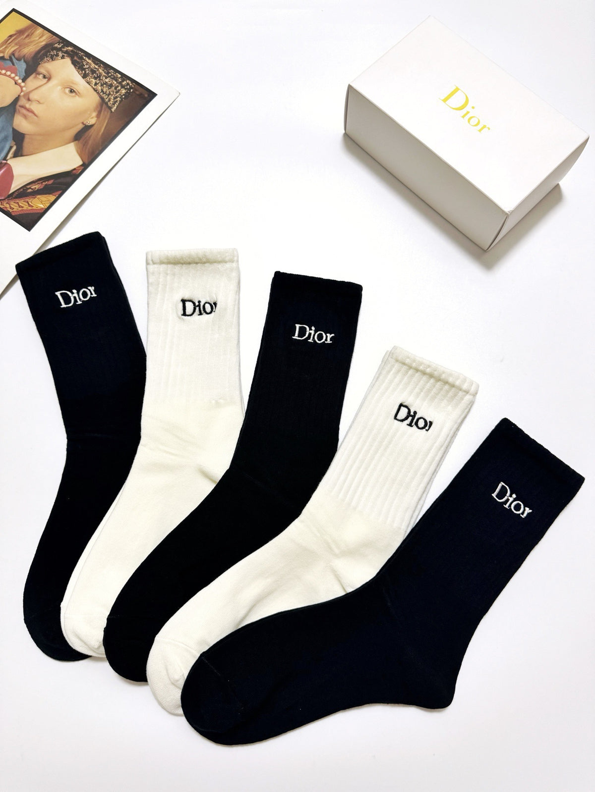 Dior Cotton Crew Socks - 5-Pair Pack