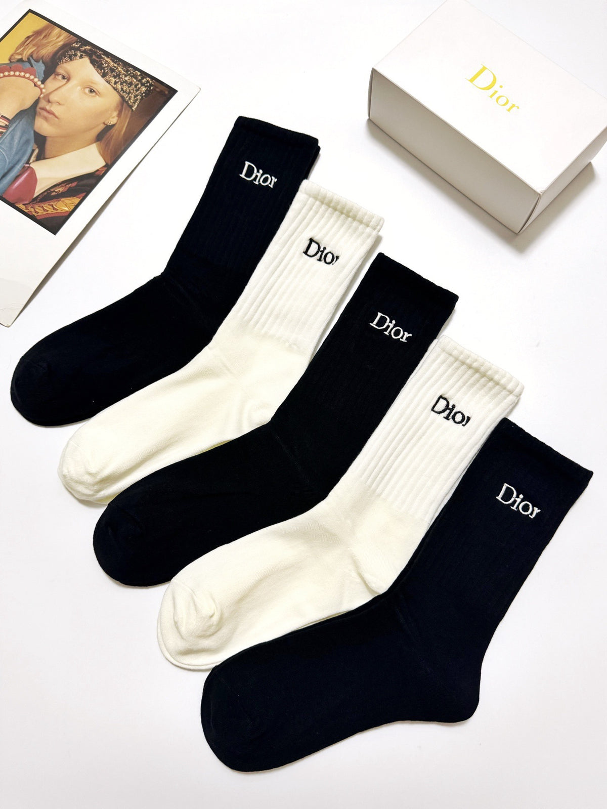 Dior Cotton Crew Socks - 5-Pair Pack