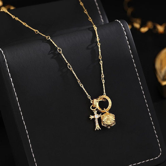 Cross Pendant Necklace in Gold-Tone – Design 04 main product view