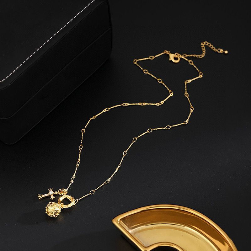 Cross Pendant Necklace in Gold-Tone – Design 04 detail view
