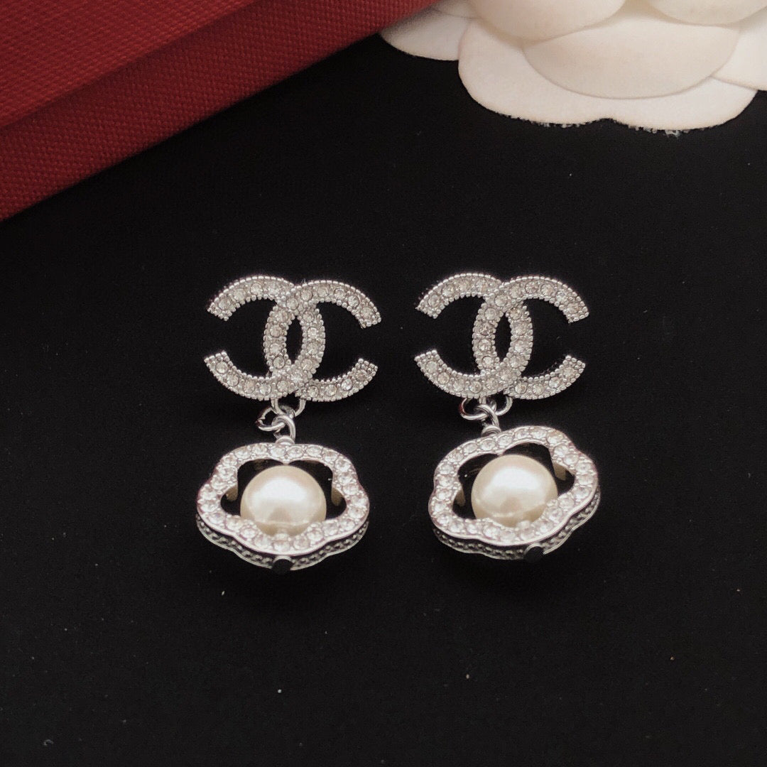 Camellia Stud Earrings in Gold-Tone – Camellia Detail – Design 010 front product view