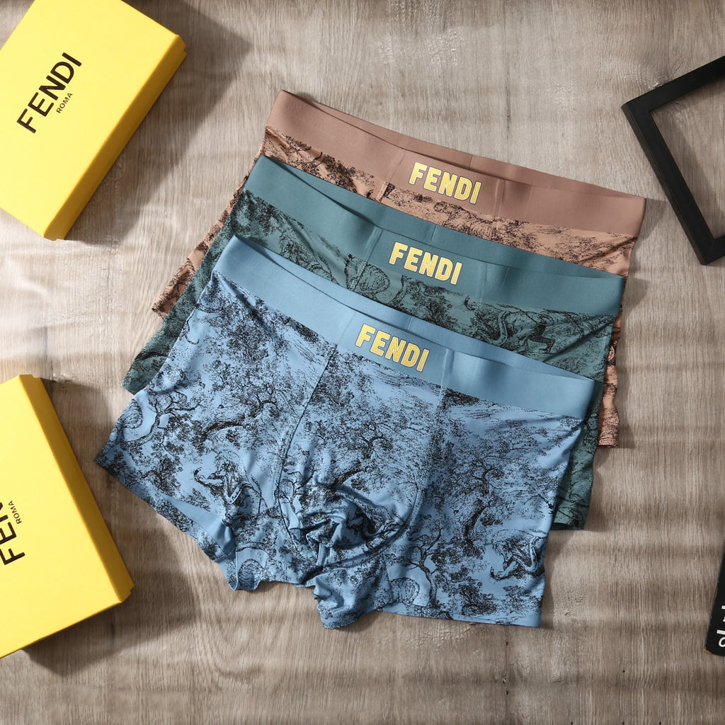 Fendi Modal-Blend Printed Men's Underwear - 3-Piece Box
