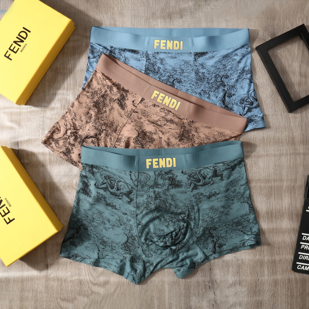 Fendi Modal Men's Boxer Briefs - 3-Piece Box