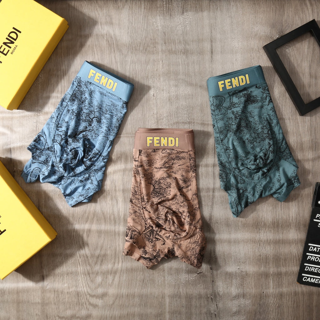 Fendi Modal-Blend Printed Men's Underwear - 3-Piece Box
