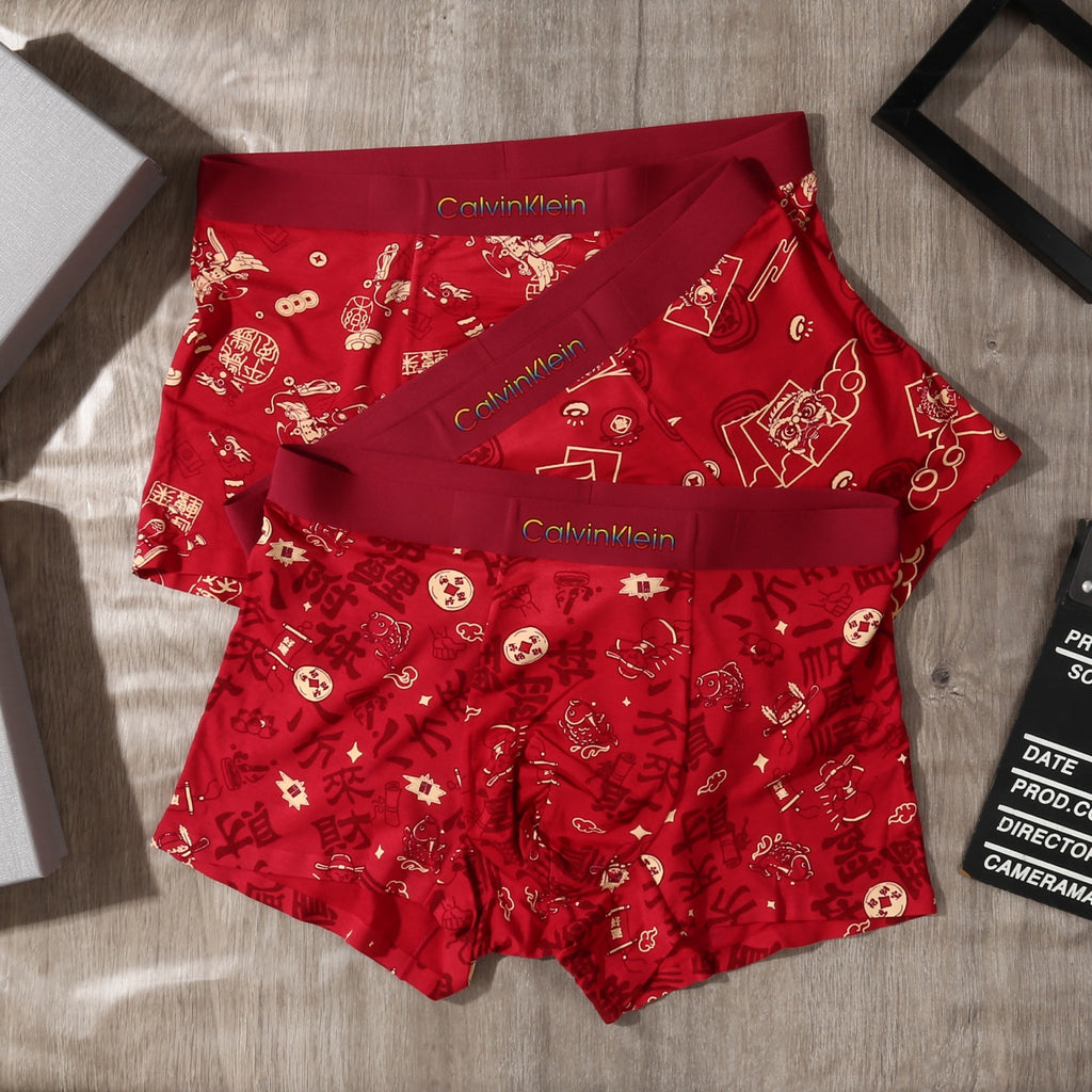 Calvin Klein Red Monogram Boxer Briefs 3-Piece Box Collection
