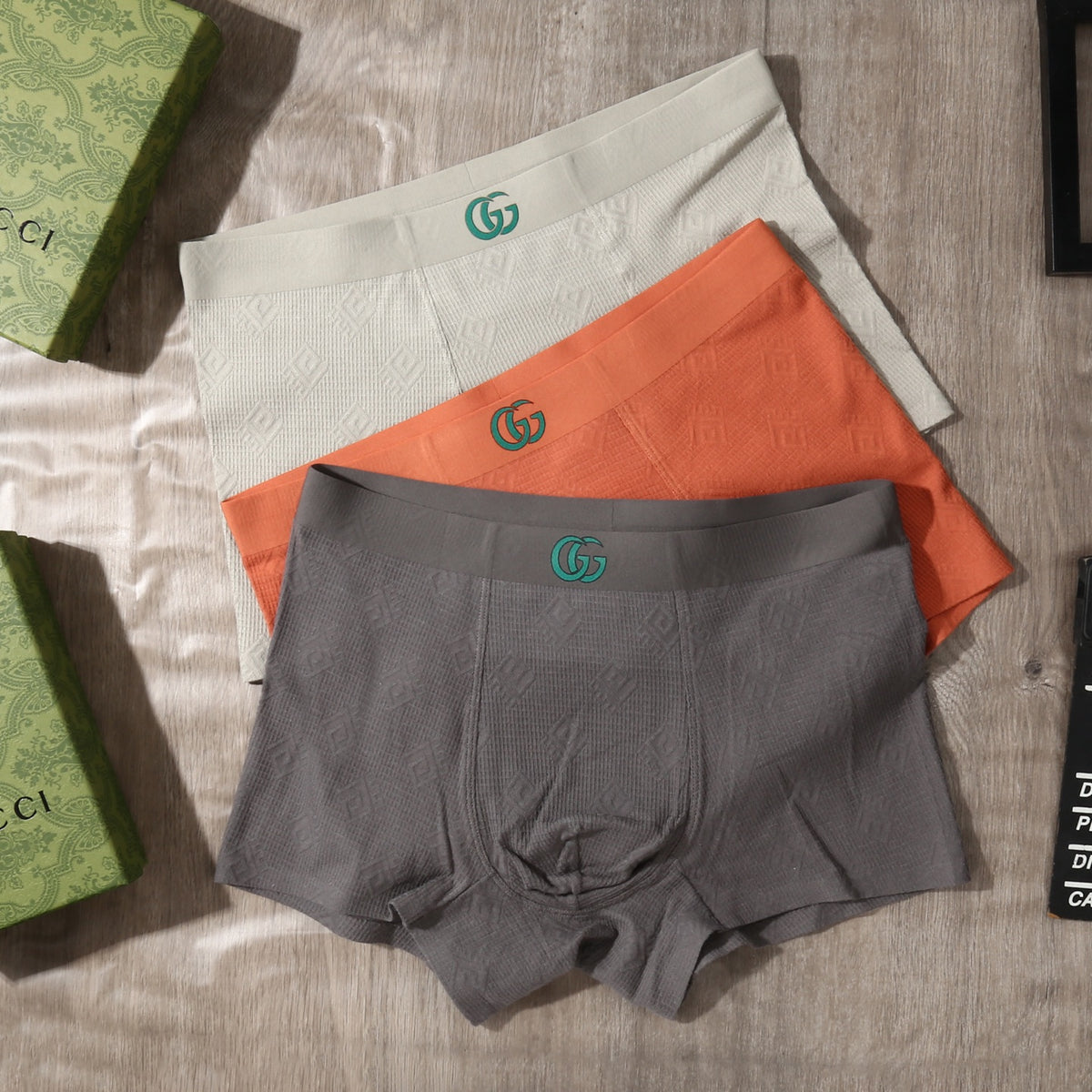Gucci Cotton-Blend Tonal Jacquard Men's Underwear - 3-Piece Box