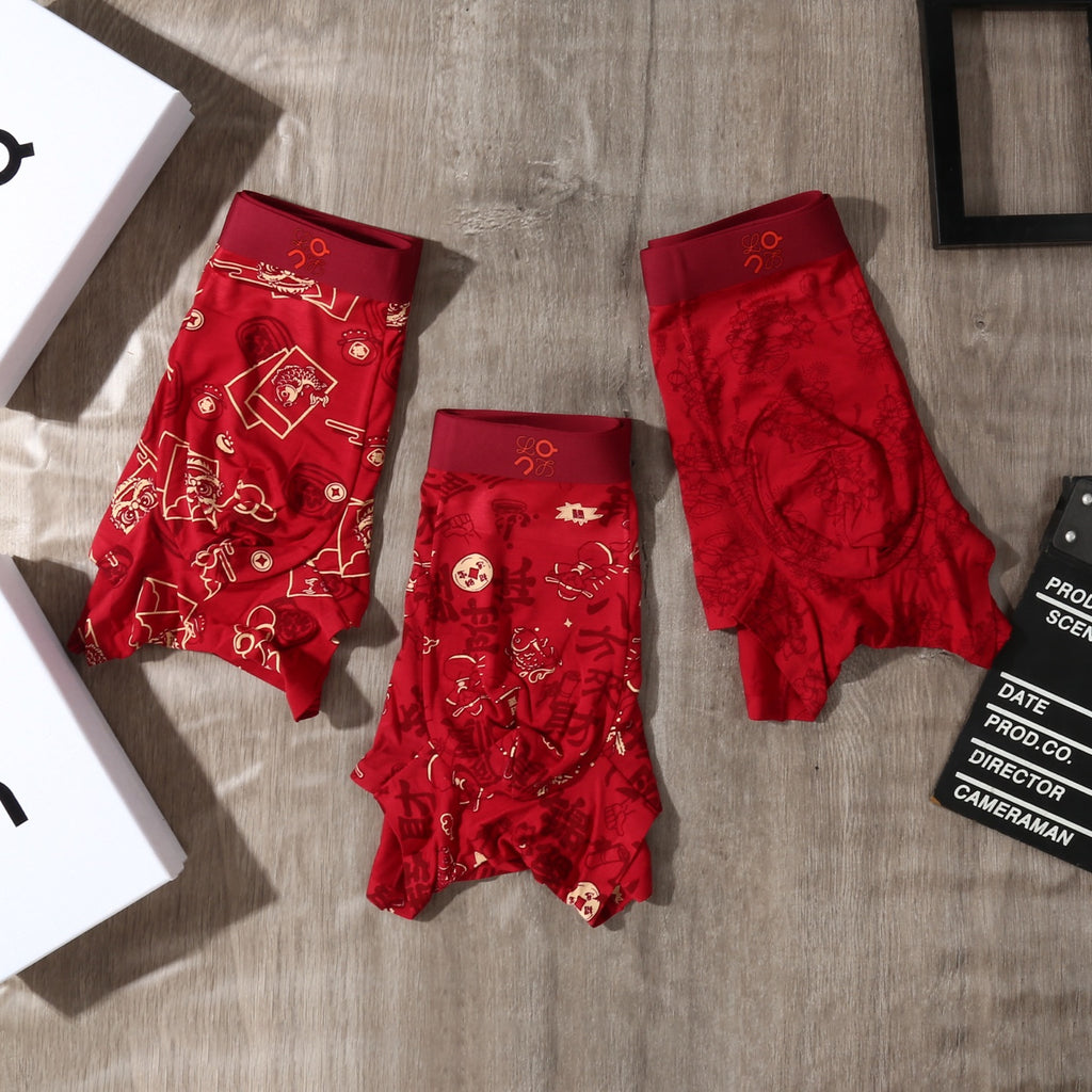 On Red Print Boxer Briefs 3-Piece Box Collection Essentials