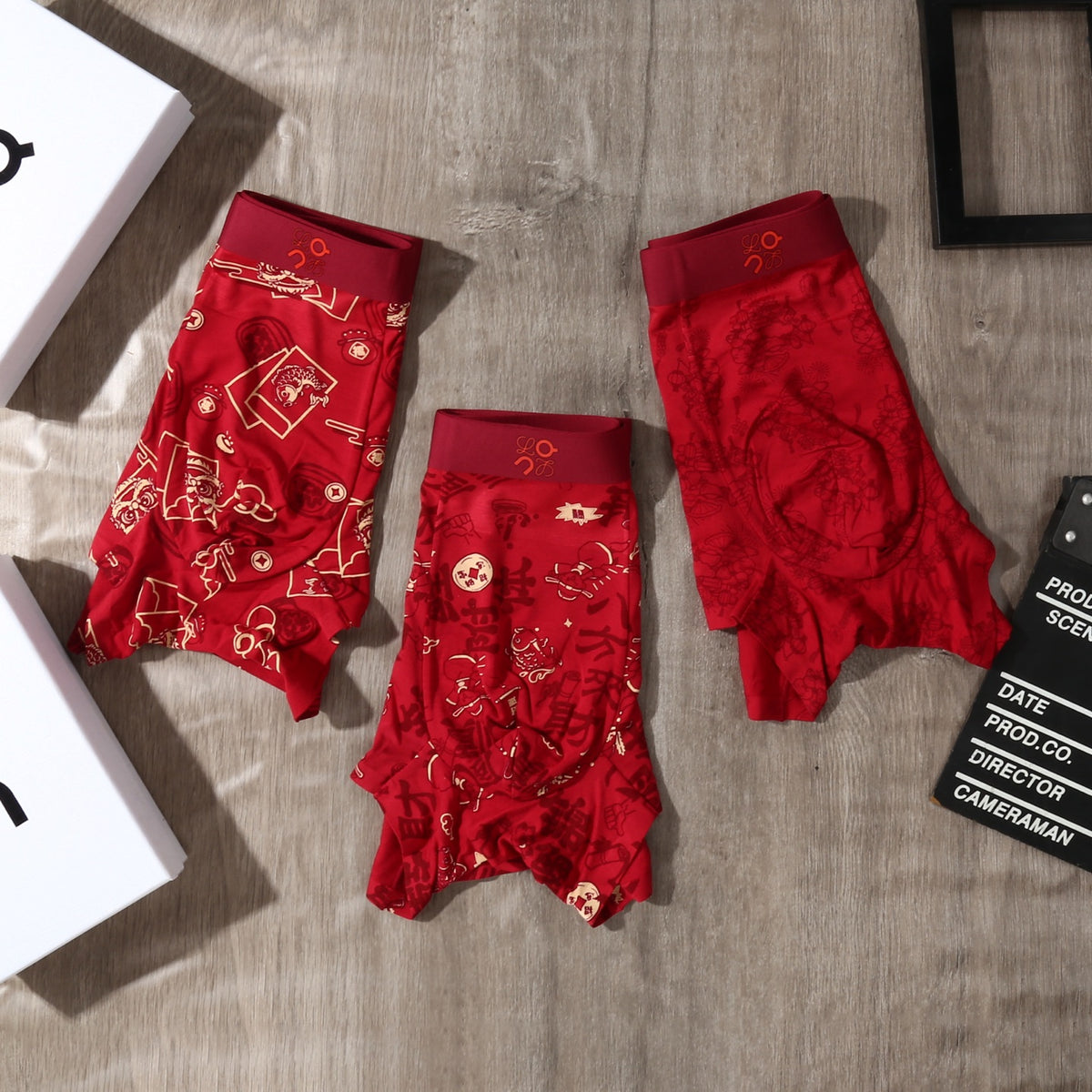 On Red Print Boxer Briefs 3-Piece Box Collection Essentials
