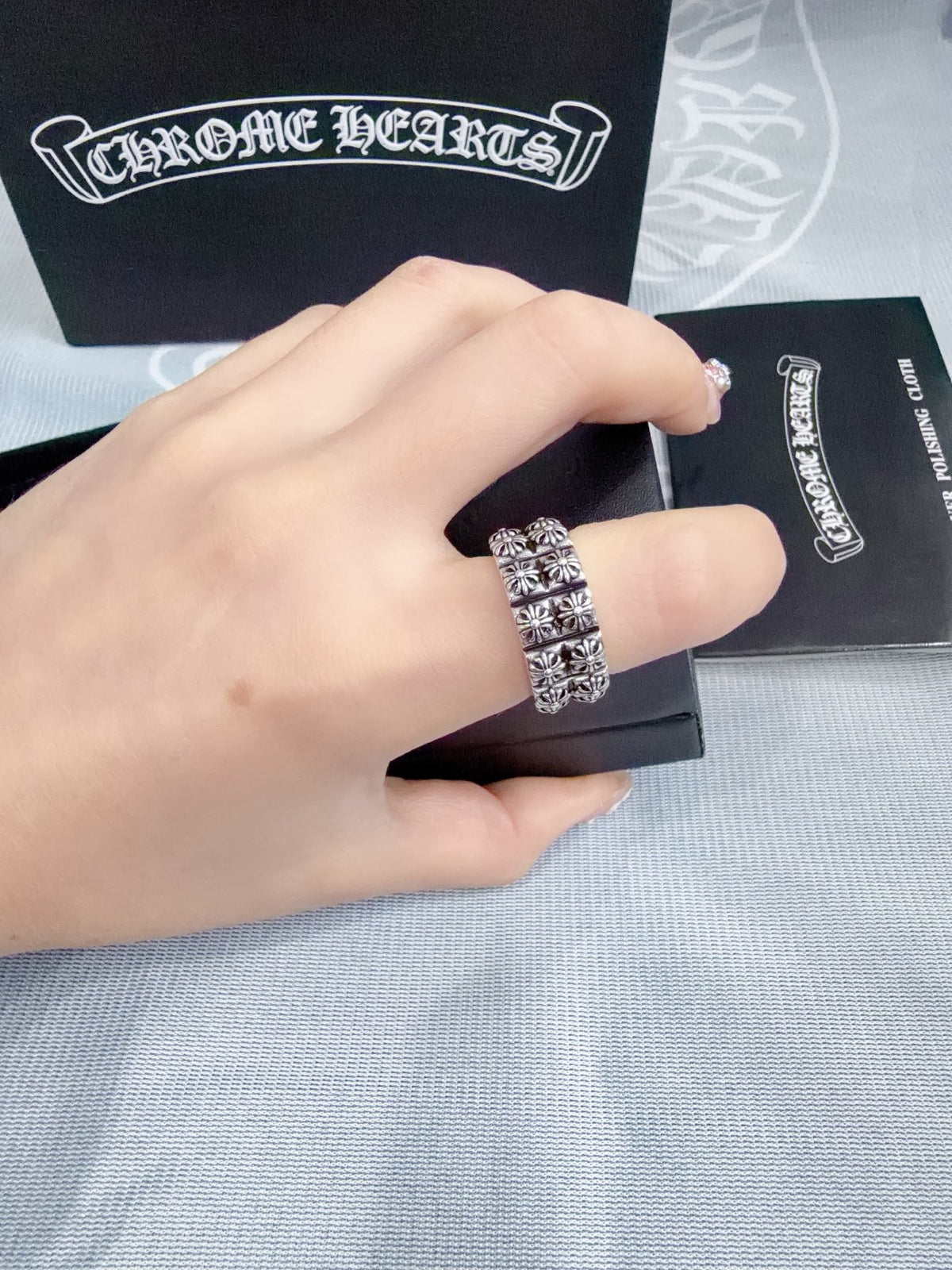 Signature Emblem Statement Ring in Polished Metal-Tone – Design 020 styled product view