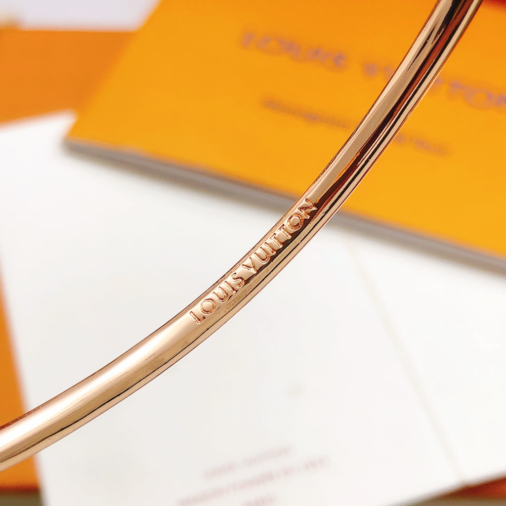 rose gold brass rose Bangle for women - alternate angle view 6
