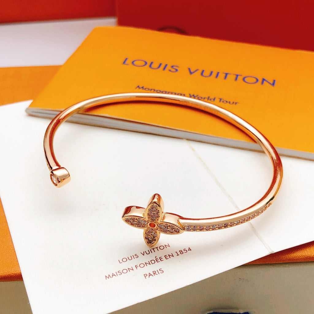 rose gold brass rose Bangle for women - alternate angle view 5