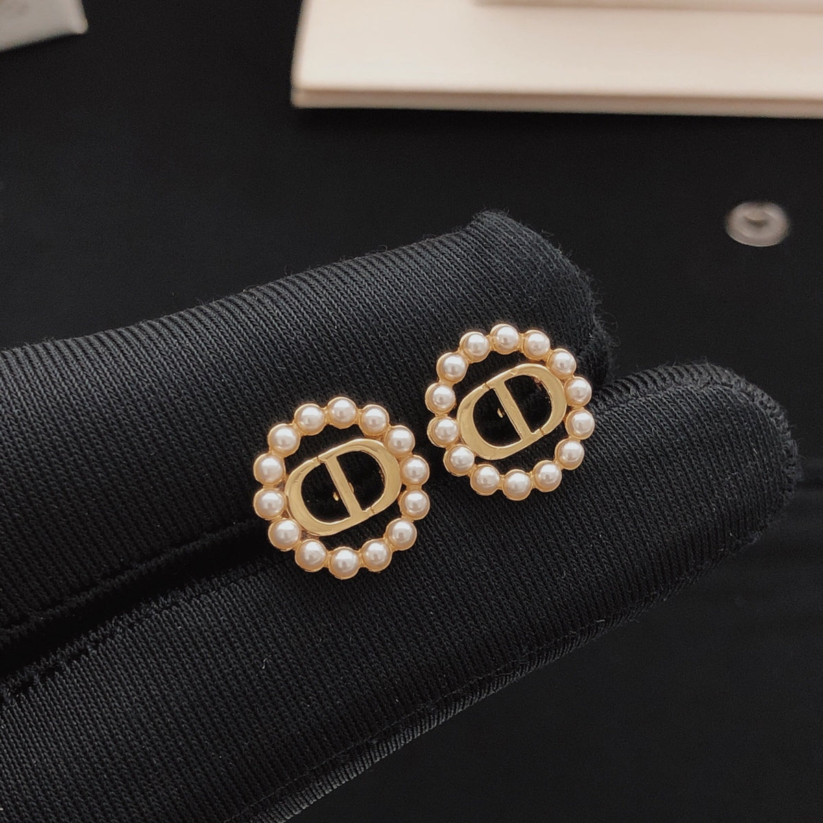 Sculptural Stud Earrings in Polished Metal-Tone – Design 015 detail view