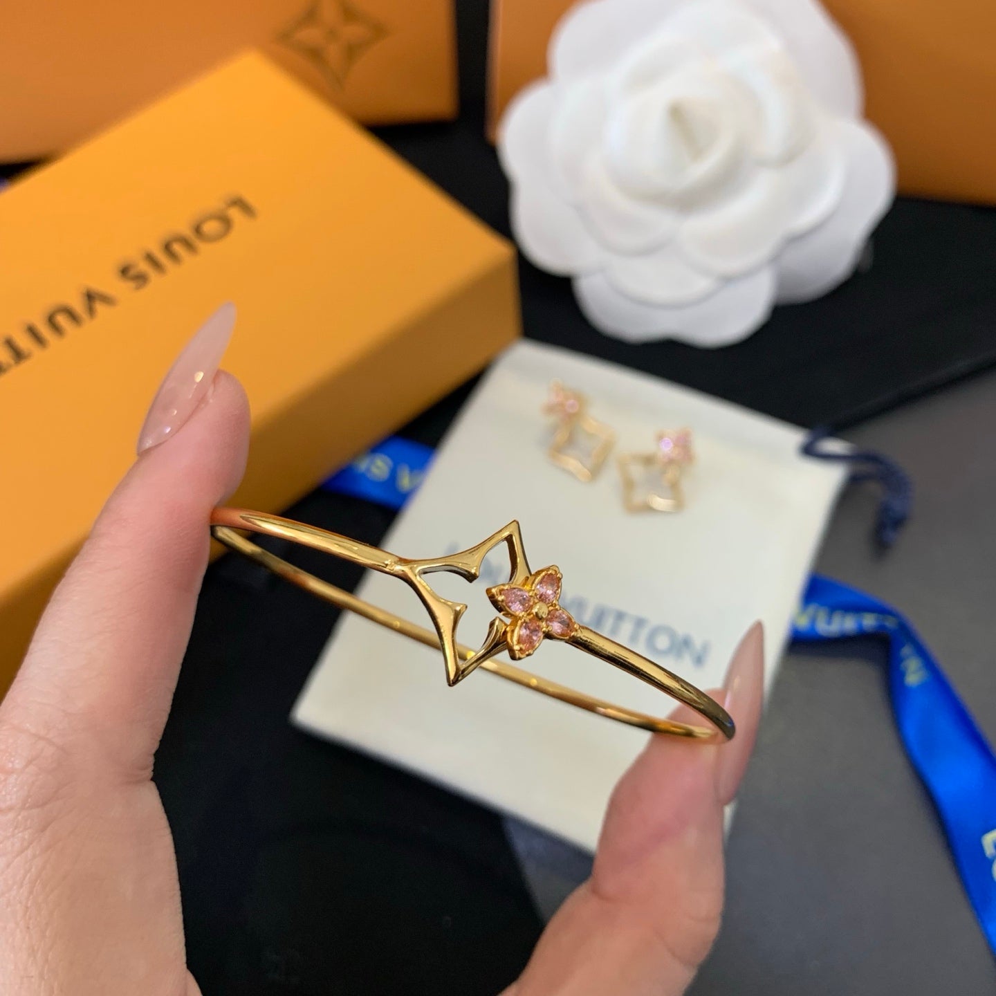 Floral Bangle in Gold-Tone styled product view
