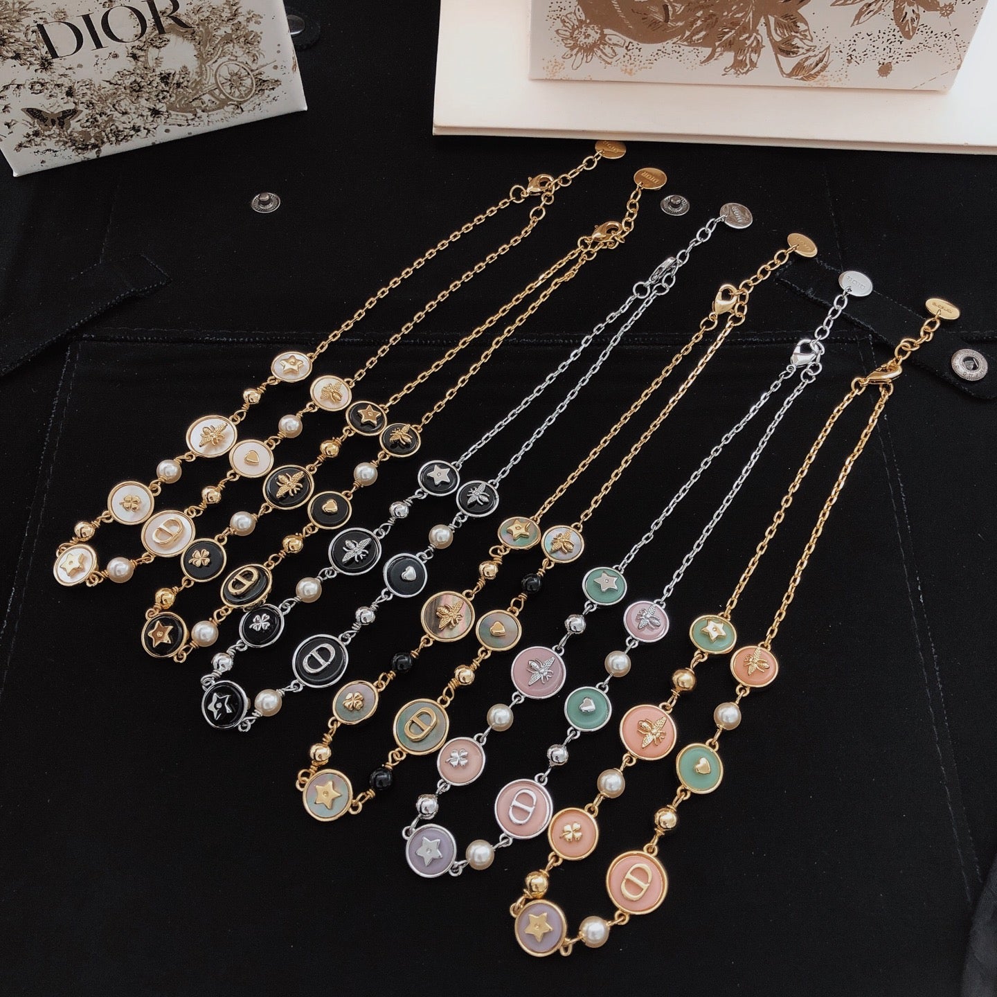 Bee Motif Pendant Necklace in Black-Tone – Design 002 main product view