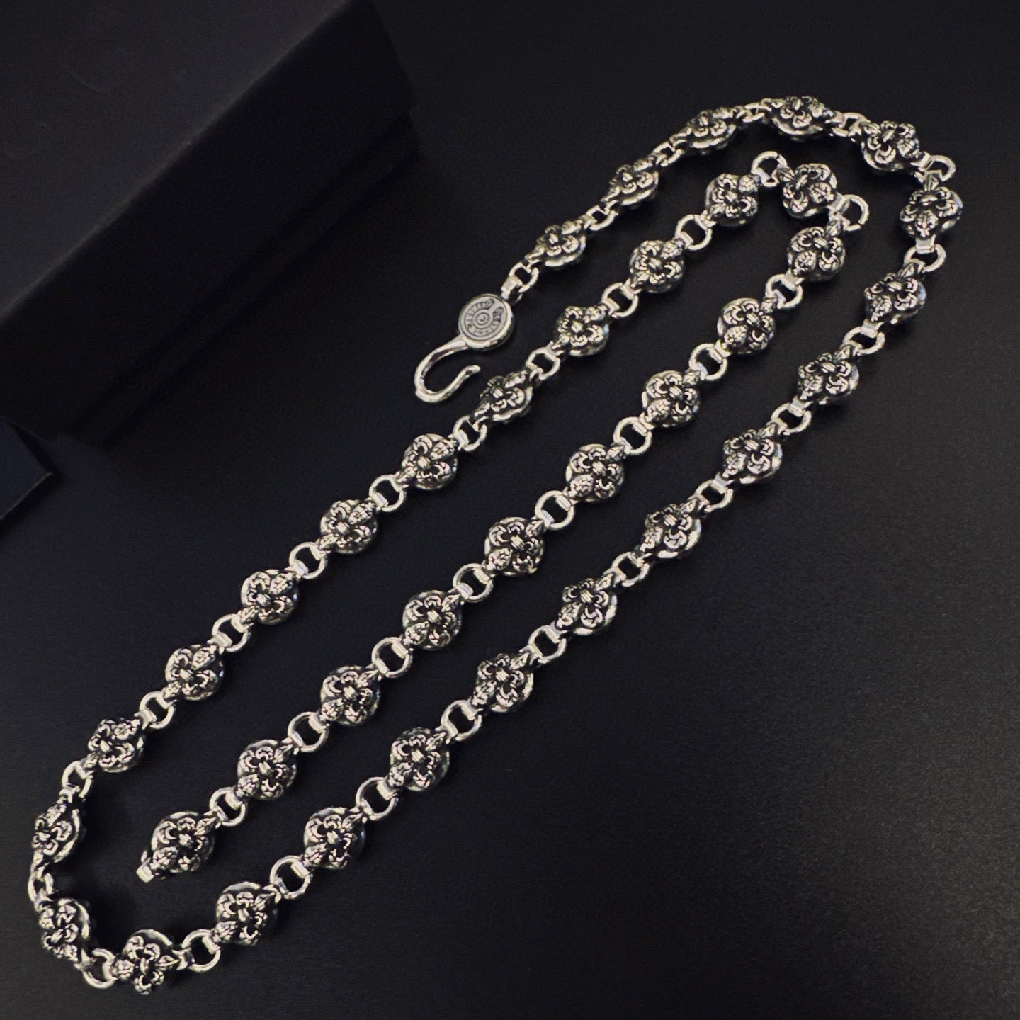 Signature Emblem Pendant Necklace in Polished Metal-Tone – Design 017 detail view